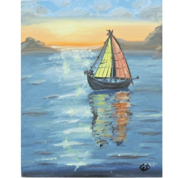 Original Oil Painting on canvas board Nautical